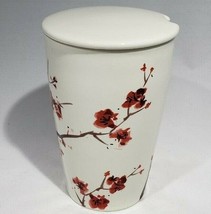 Tea Forte Kati Cherry Blossoms Ceramic Thermal Travel Tumbler Lid 12 oz - £10.34 GBP