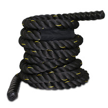 Black 1.5&quot; Poly Dacron Battle Rope 30 Ft Workout Strength Exercise Train... - £50.67 GBP