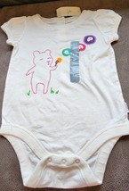 NWT New With Tags Baby GAP Girl&#39;s White Logo Bear Bubble One Piece 6-12 Months - £15.66 GBP