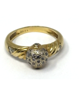 Vintage 18K Yellow Gold Ring with White Gold &amp; Pave Diamonds Size 6.5 - $427.50