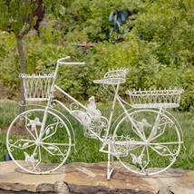 Zaer Ltd. Bicycle Plant Stand (Antique White) - £254.97 GBP