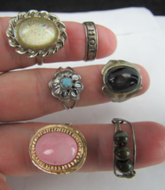 x6 STERLING SILVER RING LOT ladies vintage Band .925 Sarah gold tone EST... - £43.85 GBP