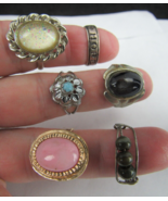 x6 STERLING SILVER RING LOT ladies vintage Band .925 Sarah gold tone EST... - £44.10 GBP
