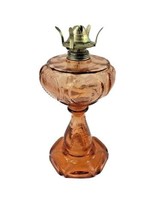 Antique 1800s PINK Glass Beaded Heart Sweetheart KEROSENE Oil Lamp - £118.39 GBP