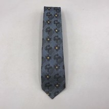 Vintage Skinny Yellow &amp; Blue Tie Necktie 1-3/4&quot; 1950&#39;s 1960&#39;s Rockabilly - £46.42 GBP