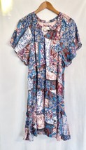Anthropologie Robin Tiered Mini Dress XL Light Mauve Women Boho Pink Blu... - £47.95 GBP