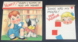 Vintage Boy w/ Dog Valentine Envelope &amp; Card Carrington Valentine 4.5&quot; x 4.5&quot; - £7.46 GBP