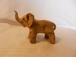 Yellow Resin Elephant Figurine With Trunk Up For Good Luck 3.75&quot; Tall - $40.00