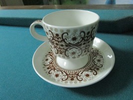 Arabia coffee cup and saucer red/brown  transferware orig [85] - $38.60