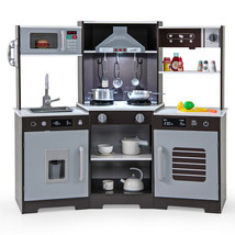 Pretend Play Kitchen Wooden Toy Set with Range Hood Real Sounds and Ligh... - $3,452.76 MXN