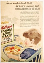 1920 Kellogg&#39;s Toasted Corn Flakes Breakfast Art Advertisement Cereal HM2C - £22.41 GBP