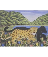 Branko Paradis Ltd Ed Leopard &amp; Black Panther 7/950 Naive Art African Co... - $10,367.16 MXN