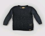 Hollister Navy Open Knit Pullover Sweater Sz M Logo Hem Cotton Blend - $25.77