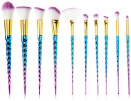FONY Unicorn Makeup Brushes Kit 10 Pcs Professional Soft Synthetic Brist... - $19.79