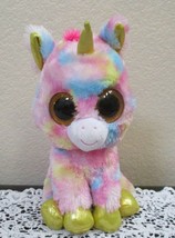 Ty Beanie Boos Fantasia the Unicorn Big Gold Sparkle Eyes Medium 9&quot;  NO TAG - £6.58 GBP