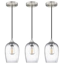 3 Pack Globe Pendant Light 5.1" Clear Seeded Glass Brushed Nickel Modern - €17,90 3 Pack Globe Pendant Light 5.1" Clear Seeded Glass Brushed Nickel Modern - €17,90 EUR