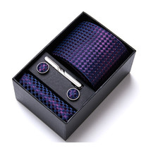 Blue Tie, Pocket Square, Cufflinks, Tie Clip 4 Pieces Gift Set - £25.10 GBP