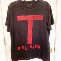 True Religion Distressed Graphic Black Tee L - £22.42 GBP