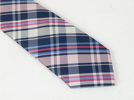 Men's IZOD Tie Classic Woven Silky Feel #Izod-1 Pink Blue English Plaid image 4