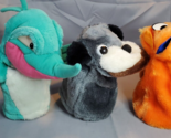 Plush Hand Puppets Dog Monkey Flit Vintage Lot of 3 Pretend Play - $18.76