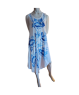 Seven Islands Sleeveless Midi Dress Size Medium White Blue Floral Asymme... - $19.00