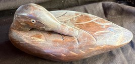 Hand Painted Carved Preening Duck Bird Decoy Carving Gil Palphreyman Fol... - $55.25