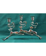 Chrome Silver Reindeer Candle Holder Trio  Christmas Decor Mantle Center... - $581.95 MXN