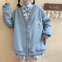 HOUZHOU Kawaii Cute Hoodie Women Japanese Streetwear Soft Girl Oversize Button U - £74.23 GBP
