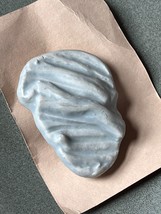 Cheryl Made Large Light Blue Rippled Ceramic Brooch Pin – 1 and 3/8th’s x 1 and  - £9.02 GBP