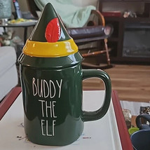 Rae Dunn Green Buddy The Elf With Hat Cover Christmas Mug - £24.89 GBP