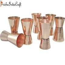 Set of 8 - Prisha India Craft  100% Pure Copper Jiggers - Copper Shot Glasses -  - £49.30 GBP