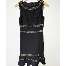 White House Black Market Womens Fluted Dress Black Tan Sleeveless Size 2 - £25.69 GBP