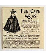 Hartman Cloak Fur Cape 1894 Advertisement Victorian Fashion ADBN1bbb - $28.01 CAD