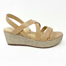 Naturalizer Unique Bamboo Tan Leather Womens Strappy Platform Wedge Sandals - £19.99 GBP