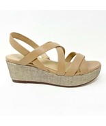 Naturalizer Unique Bamboo Tan Leather Womens Strappy Platform Wedge Sandals - £19.94 GBP