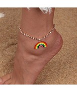 Pride Style Rainbow Pendant Claw Chain Inlaid Rhinestone Anklet - £10.70 GBP