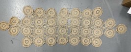 VTG Handmade Crochet Table Runner Doily Cream 52x20 - $14.25