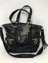 COACH POPPY GLAM SHOULDER TOTE PATENT LEATHER BLACK HANDBAG - $1,470.07 MXN
