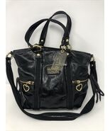COACH POPPY GLAM SHOULDER TOTE PATENT LEATHER BLACK HANDBAG - $111.74 CAD