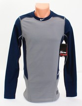 Nike Pro Dri Fit Gray &amp; Blue Fitted Long Sleeve Baseball Shirt Men&#39;s NWT - £55.94 GBP