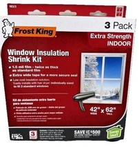 Frost King Window Insulation Indoor Shrink Kit 3 Pack 42” X 62” 1.5mil NIB - $9.90