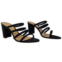 Schutz Felisa High Block Heels Sandals Black 10 Strappy Nubuck Suede Whimsigoth - $64.34