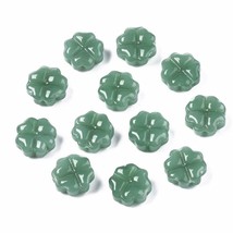 10 Glass Clover Beads Green St. Patrick&#39;s Day Jewelry Supplies 4 Leaf Shamrock  - £3.66 GBP