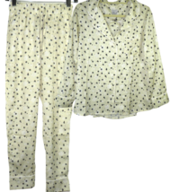 Plush Apparel Revolve Women&#39;s Cream Black Floral Satin Pajamas, Pockets,... - £19.53 GBP