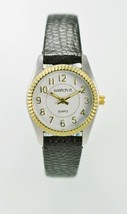 Watch-It Damenuhr Silber Gold Edelstahl Schwarz Leder Wasser Re Weiß Quarz - £11.80 GBP