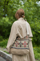 Large women&#39;s fabric shoulder bag. Ecological handmade crossbody bag. - £65.21 GBP