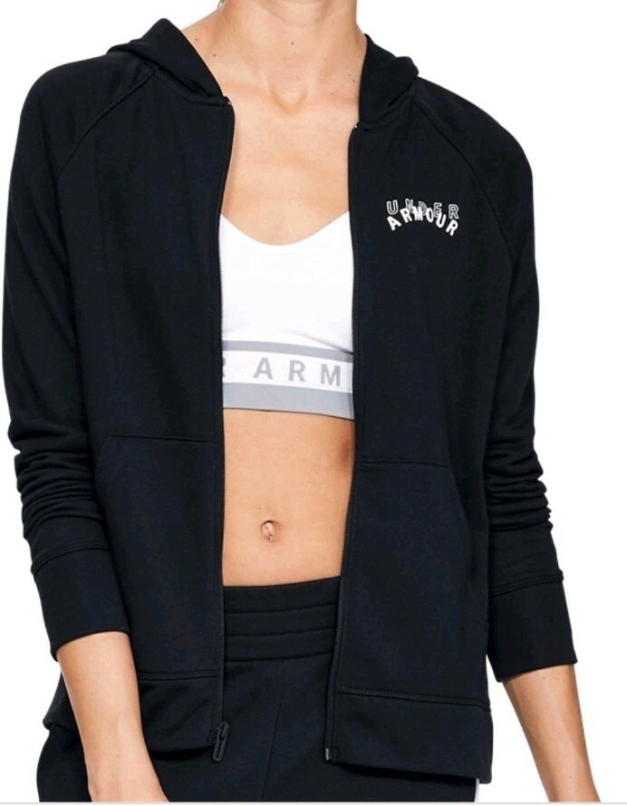 Under Armour Women&#39;s Medium Full-Zip Hoodie Black Rival Terry - $38.99