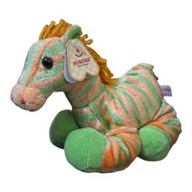 Aurora Animal Brite Orange Green Striped Zebra Plush Stuffed Animal 7&quot; - $5.93