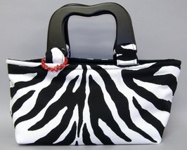 Meredith Zebra Stripe Purse Chic Handbag Animal Print Tote Bag Black White - £70.56 GBP