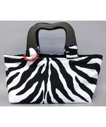 Meredith Zebra Stripe Purse Chic Handbag Animal Print Tote Bag Black White - £72.55 GBP